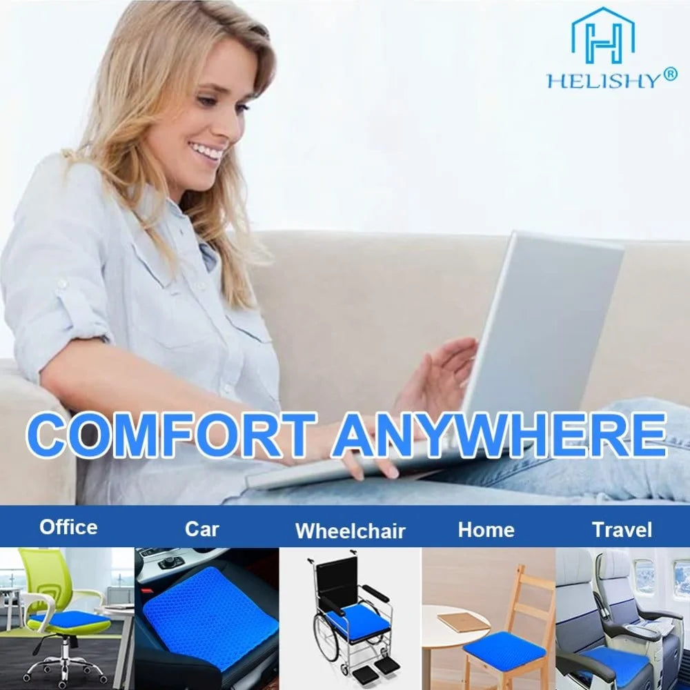 Gel Seat Cushion Summer Breathable Honeycomb Design For Pressure Relief Back Tailbone Pain for Home Office Wheelchair Chair Cars