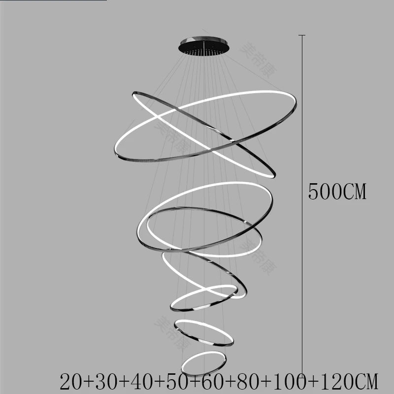 Modern Home Decor LED Lights Pendant Light Lamps for Staircase Chandeliers for Living Room Hanging Light Indoor Lighting
