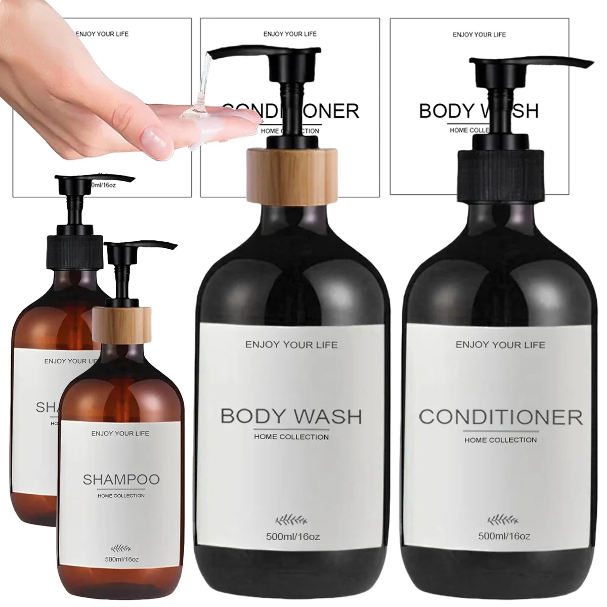 500ml Refillable Soap Dispenser Bottle – Waterproof Labels