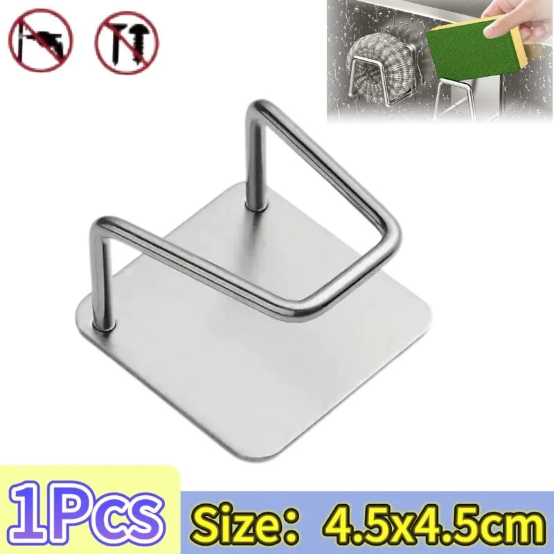 Stainless Steel Sink Sponge Holder – Self-Adhesive Drain Rack