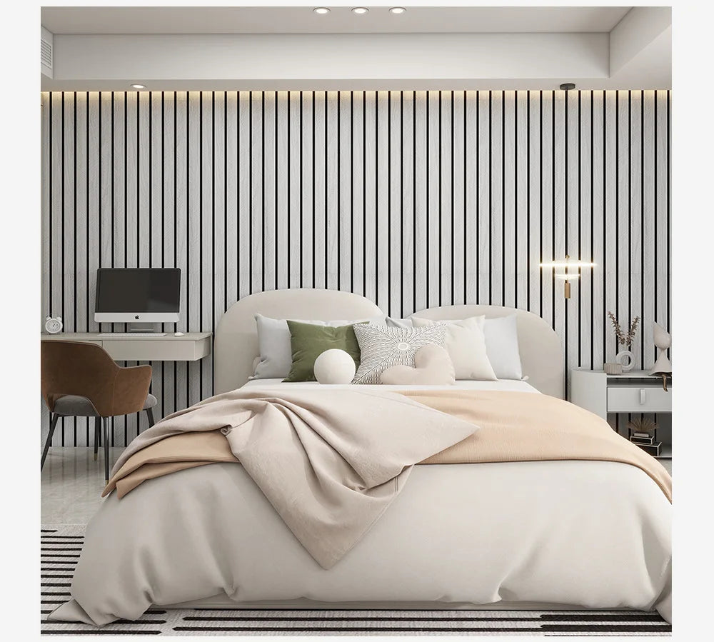 Self-Adhesive Wood Grain Wall Panels, Waterproof 3D Grille Sticker for TV Background, Living Room Bedroom Home Decor