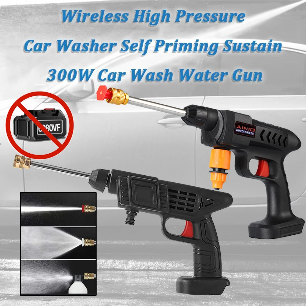New Wireless High Pressure Car Wash Water Gun Car Washer Self Priming Sustain 300W For Auto Home Garden Cleaning Car Washing