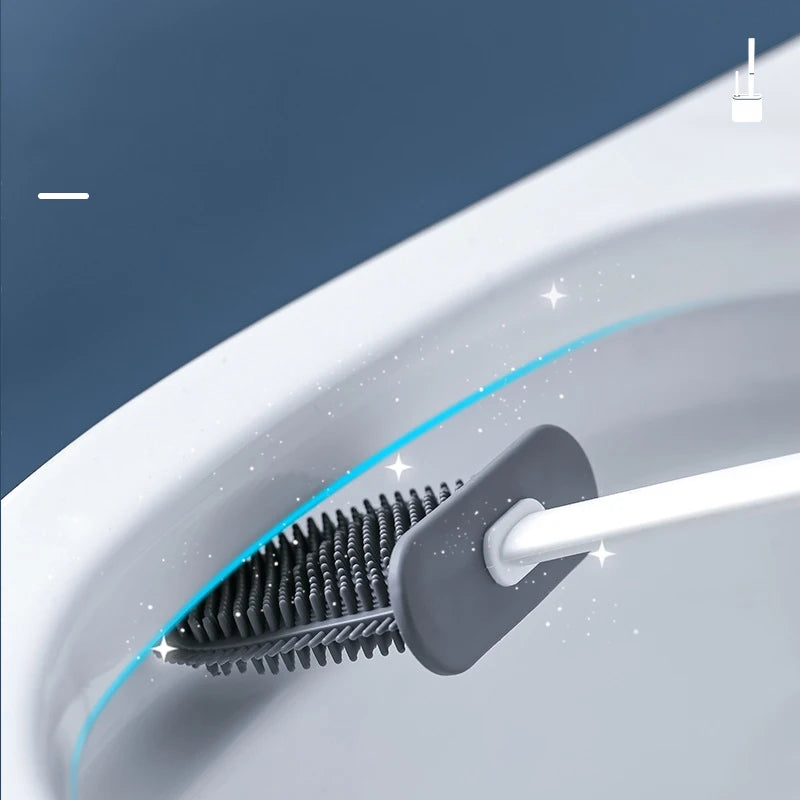 Flexible Silicone Toilet Brush with Holder – Wall-Mountable Set