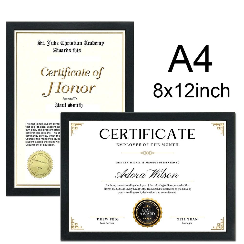 A4 Wooden Picture Frame for Wall or Desk Display