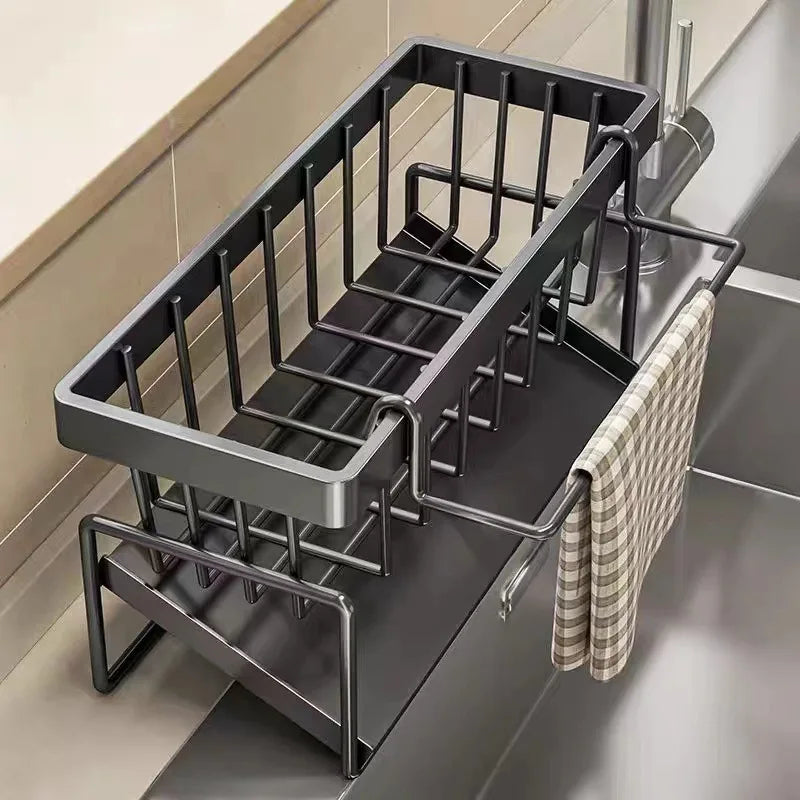Stainless Steel Sink Organizer Rack – Sponge, Soap & Towel Holder