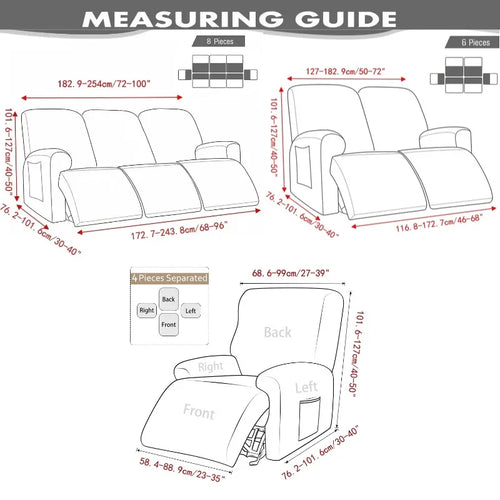 1/2/3 Seater Recliner Sofa Cover Jacquard Solid Color Stretch Couch Coushion Solid Color Sofa Slipcover for Living Room Home