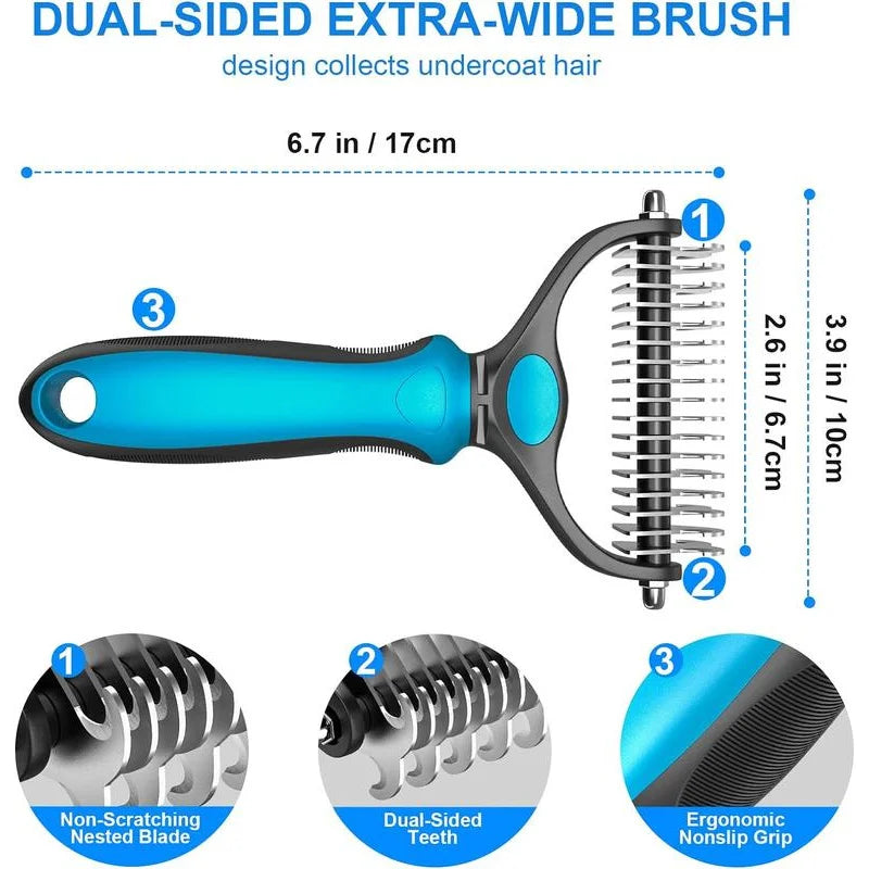 2-Sided Pet Deshedding & Dematting Brush