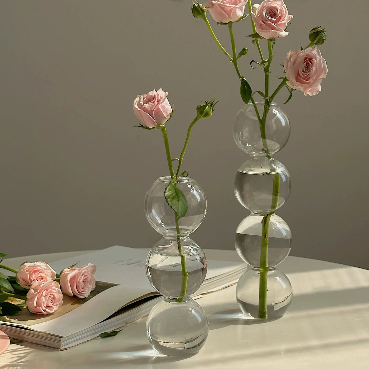 Flower Vase Ins Style Korean Tulip Flowers Living Room Decoration Ornaments Bubble Glass Vase Transparent Hydroponic Plants 1Pcs
