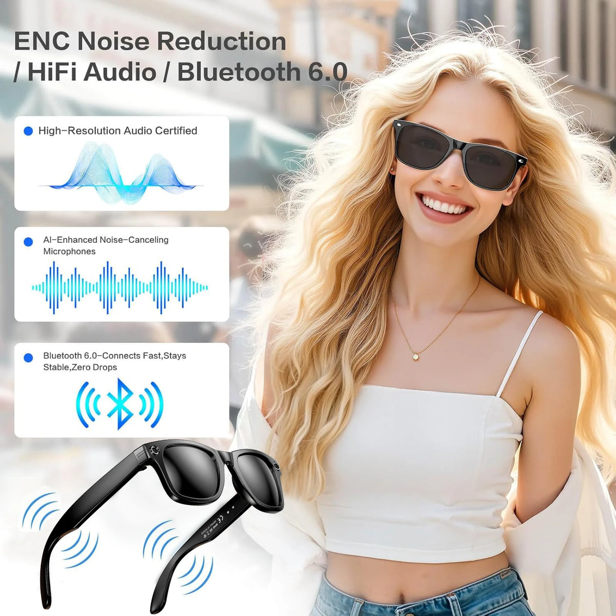 W610 AI Camera Smart Glasses with Translation & Calls