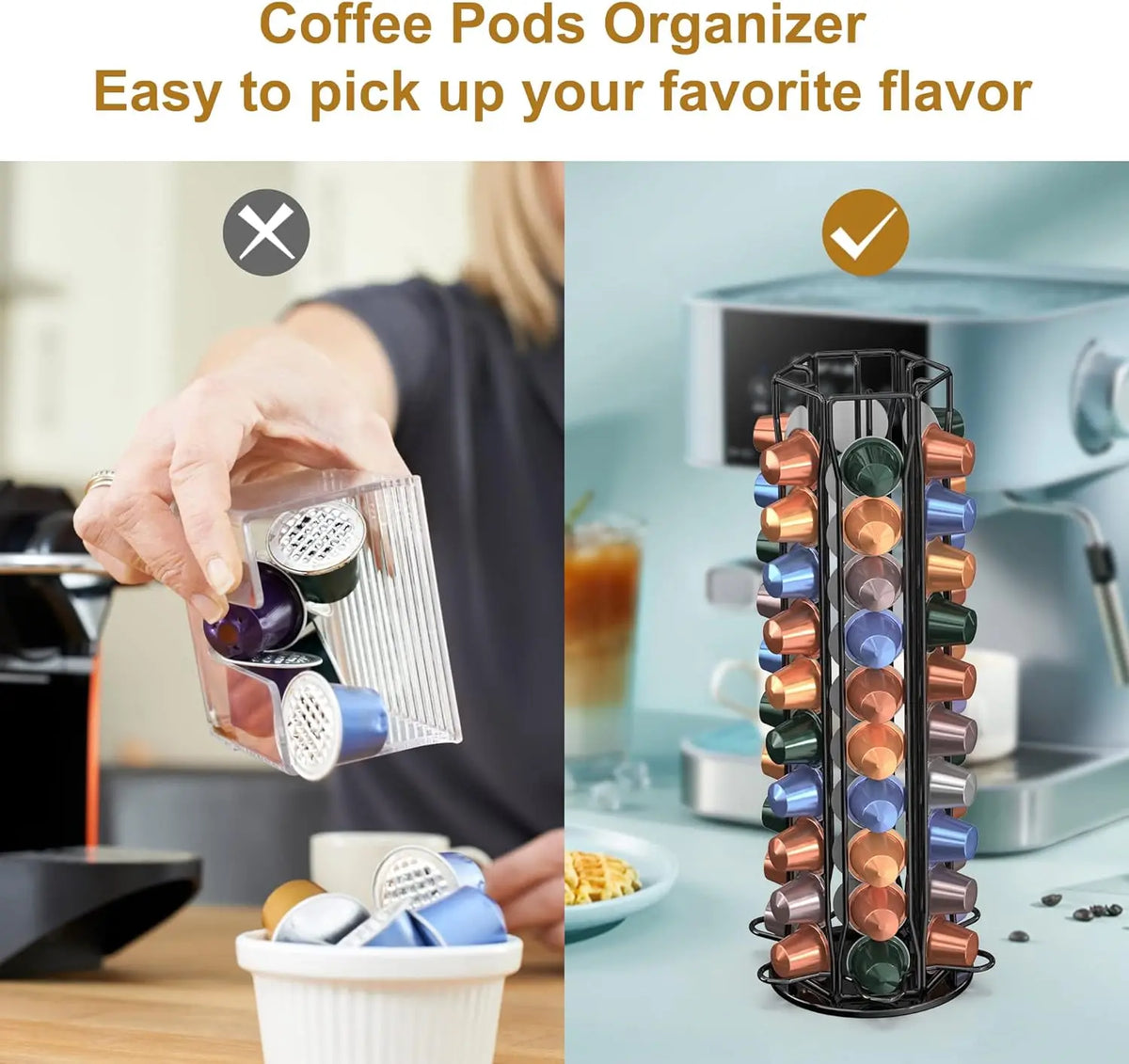 Coffee Pod Holder for Nespresso OriginalLine Storage Organizer 360 Rotatable Coffee Capsules Carousel 60 Coffee Pods