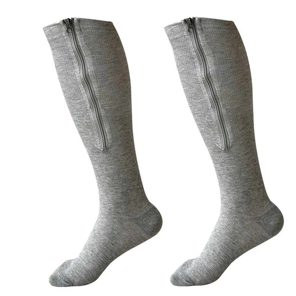 Unisex Open-Toe Compression Socks with Zipper Closure - Oversized High Tube Sports Socks,for Sports, Travel
