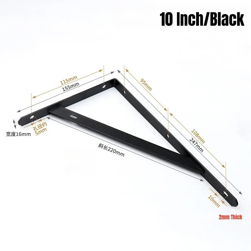 2-8PCS Black/White Steel Heavy Duty L Bracket,6-12" Floating Tripod Shelf Brackets,90 Degree Angle Wall Mounted Support Bracket