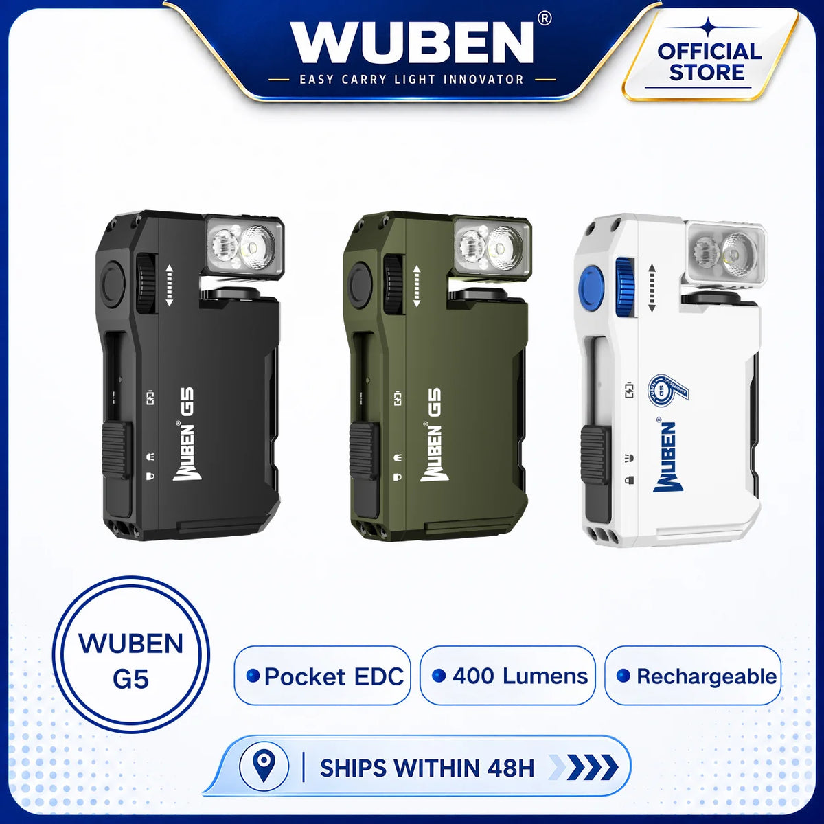 WUBEN G5 Rechargeable 400-Lumen EDC Flashlight