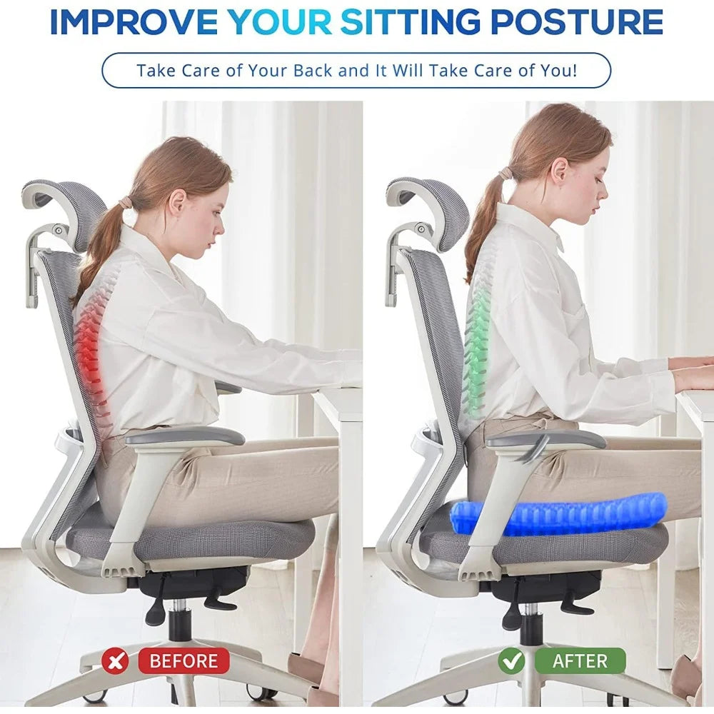 Gel Seat Cushion Summer Breathable Honeycomb Design For Pressure Relief Back Tailbone Pain for Home Office Wheelchair Chair Cars