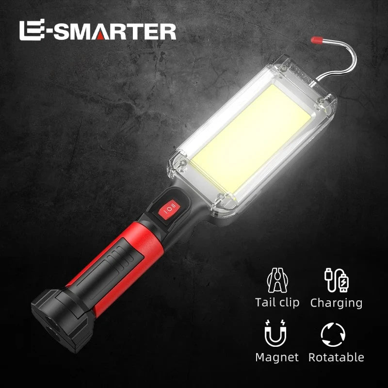 COB Floodlight Rechargeable Lamp Led Work Light Use 2*18650 Battery Led Portable Magnetic Light Hook Clip Waterproof