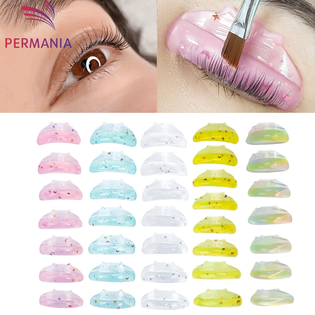 PERMANIA New 7 Pairs Silicone Eyelash Perm Pad Sticky Lashes Rod Shield Lifting 3D Eyelash Curler Accessories Health Beauty Tool