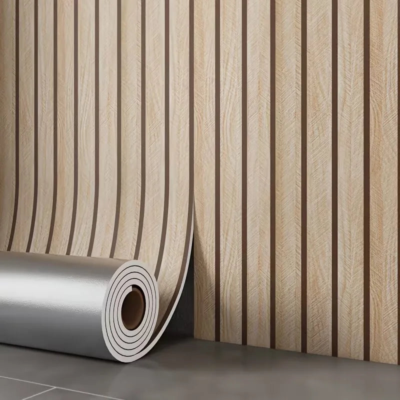 Self-Adhesive Wood Grain Wall Panels, Waterproof 3D Grille Sticker for TV Background, Living Room Bedroom Home Decor