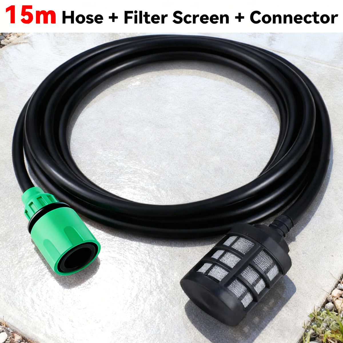 5m/10m/15m/20m Cordless Lithium High-Pressure Car Wash Gun Water Inlet Hose, Household Washer Pipe, 3/8" Flexible Suction Hose