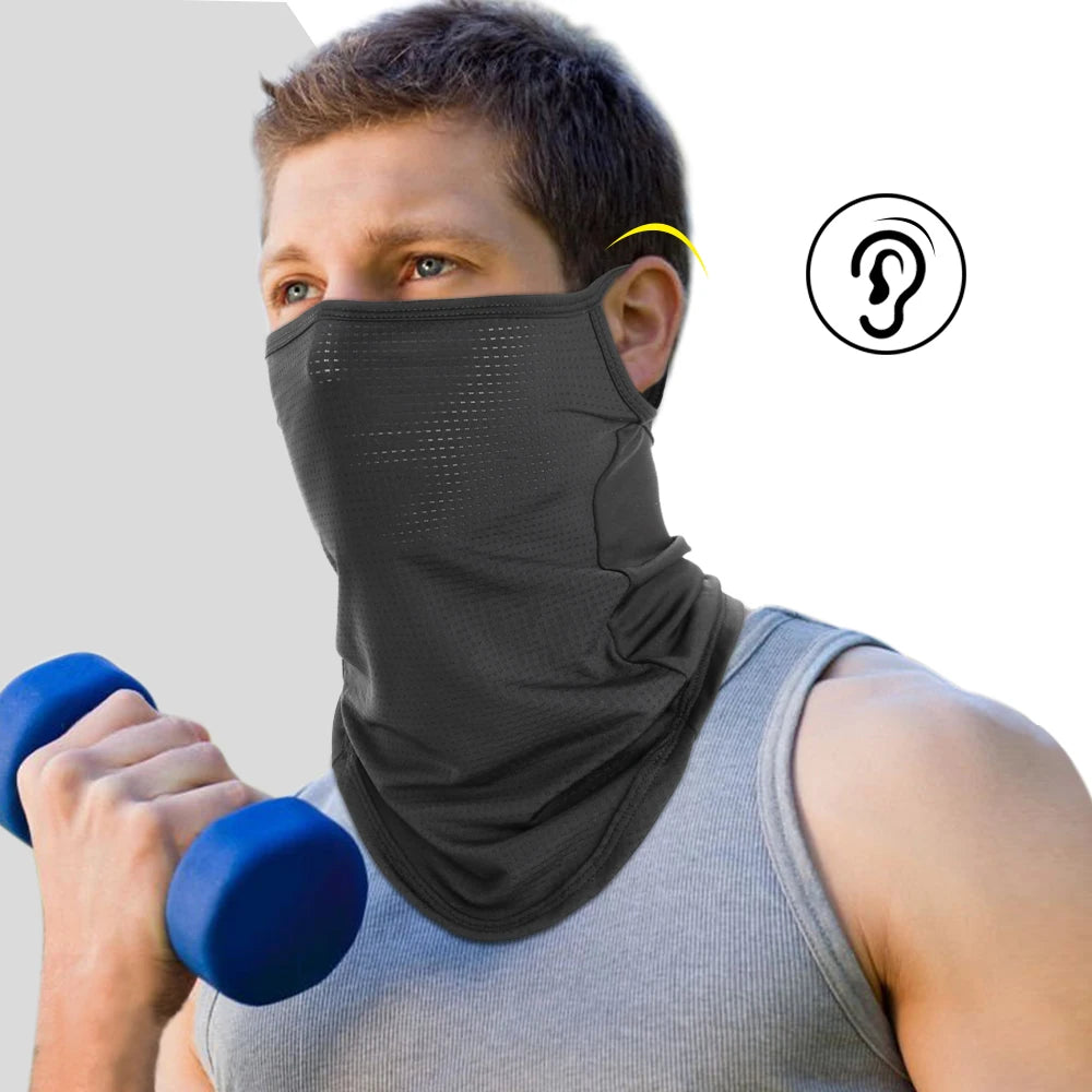 Men Summer Sports Black Mesh Ice Silk Bandana Running Tube Scarf Hiking Ski Fishing Hunting Cycling Snowboard Soft Scarves Women