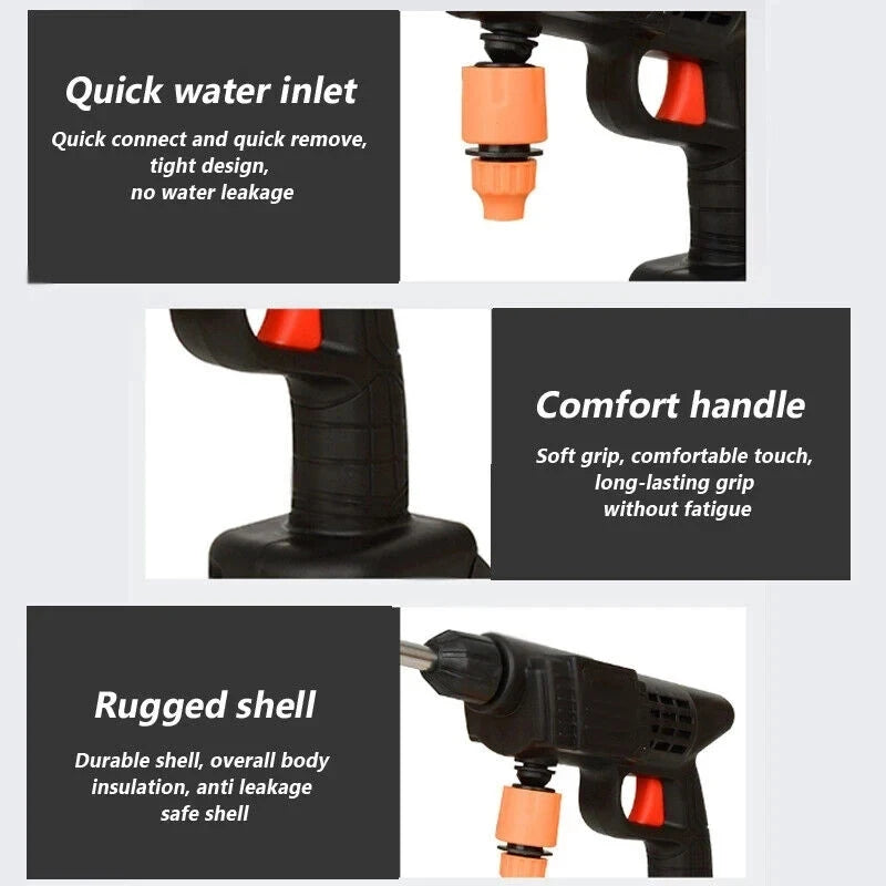 New Wireless High Pressure Car Wash Water Gun Car Washer Self Priming Sustain 300W For Auto Home Garden Cleaning Car Washing