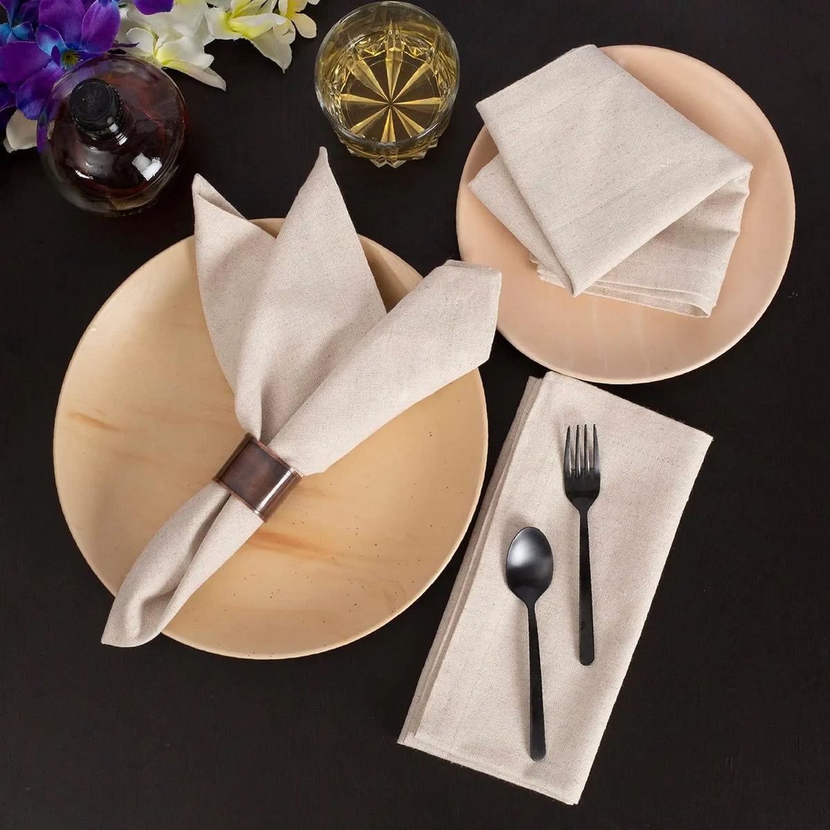 12-Piece Linen Dinner Napkin Set for Table Settings