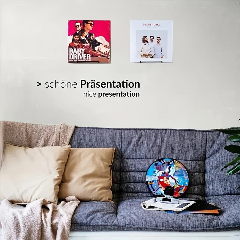4pcs/2pcs Elegant Matte Black Metal Vinyl Record Wall Mount - Stylish Storage and Display, Perfect Living Room Decoration