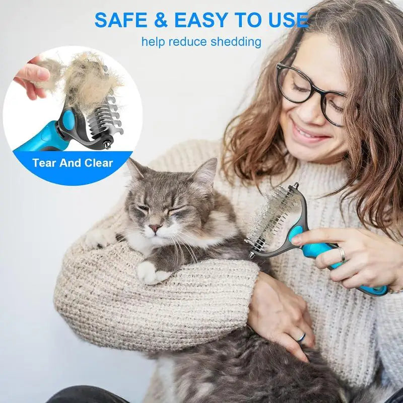 2-Sided Pet Deshedding & Dematting Brush