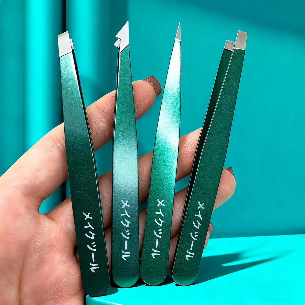 Professional Stainless Steel Tweezers Set for Men & Women High-Precision Slant Tip Beauty Tools with Sensitive Trichologist Care