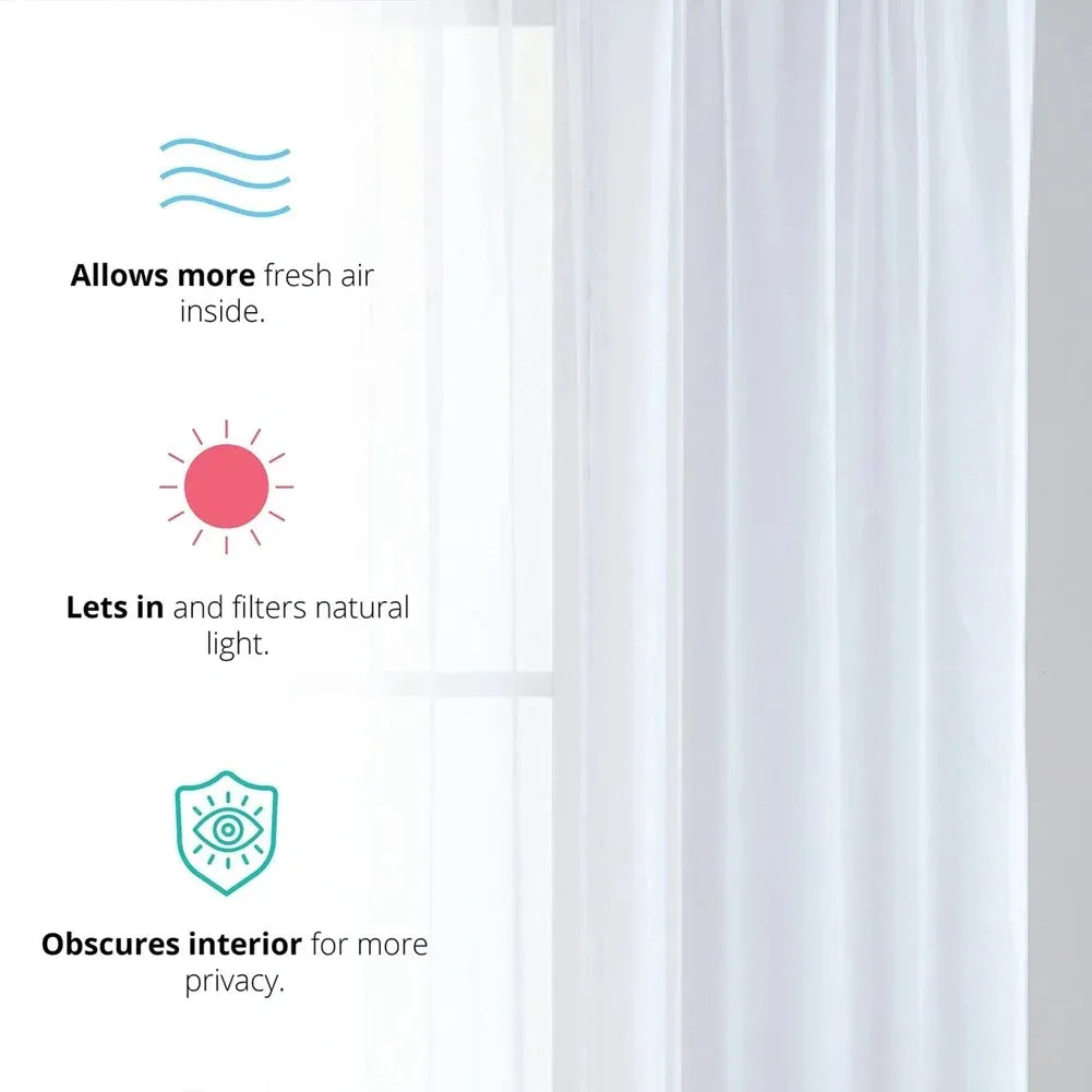 White Tulle Sheer Curtain Panel – Multiple Sizes