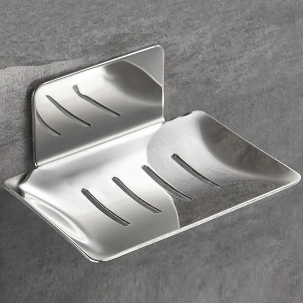 304 Stainless Steel Soap Dishes Self-adhesive Wall Mounted Bathroom Soap Holder Rustproof No Drilling Soap Sponge Tray