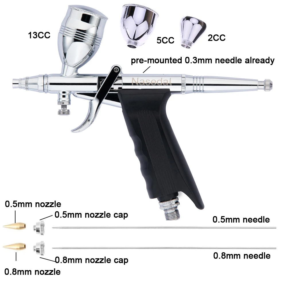 Interchangeable needle and nozzle setup