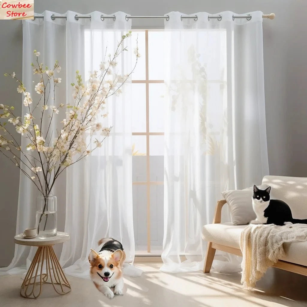 White Tulle Sheer Curtain Panel – Multiple Sizes