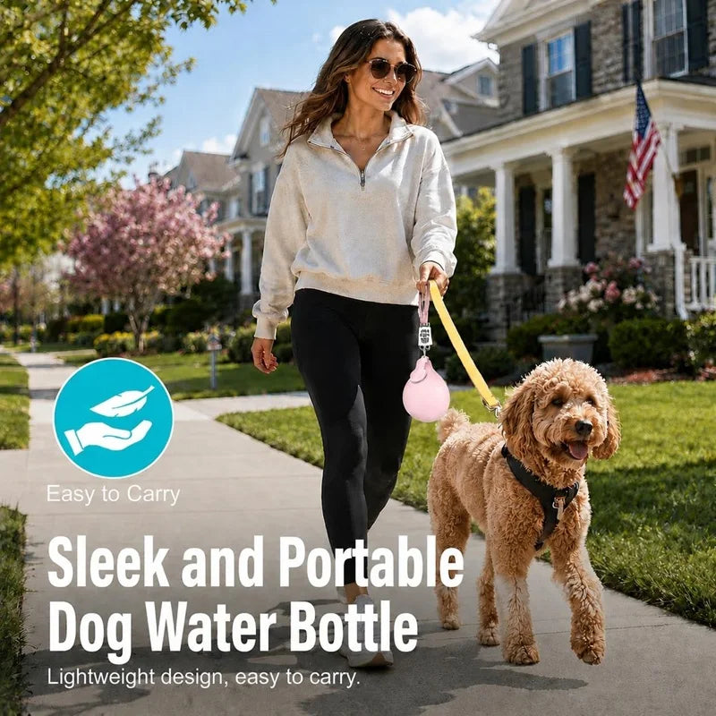 Dog Water Bottle Stainless Steel 285ml Portable Dog Drinker Leak Proof Feeder Dog Bottle 2 in 1 Silicon Bowl Travel Pet Supplies
