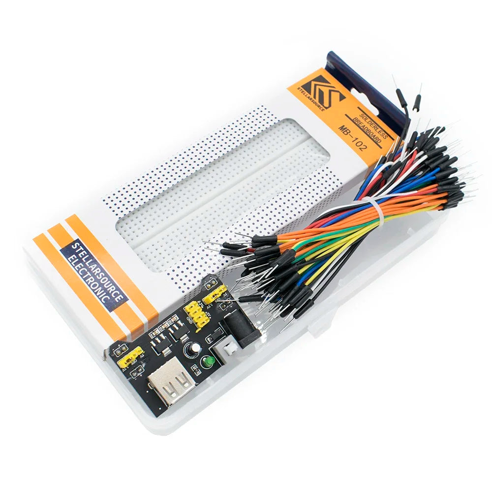 MB-102 Breadboard 400 830 Points Solderless PCB Prototype Board MB102 Power Module 65 Flexible Jumper Wires Test Develop DIY Kit