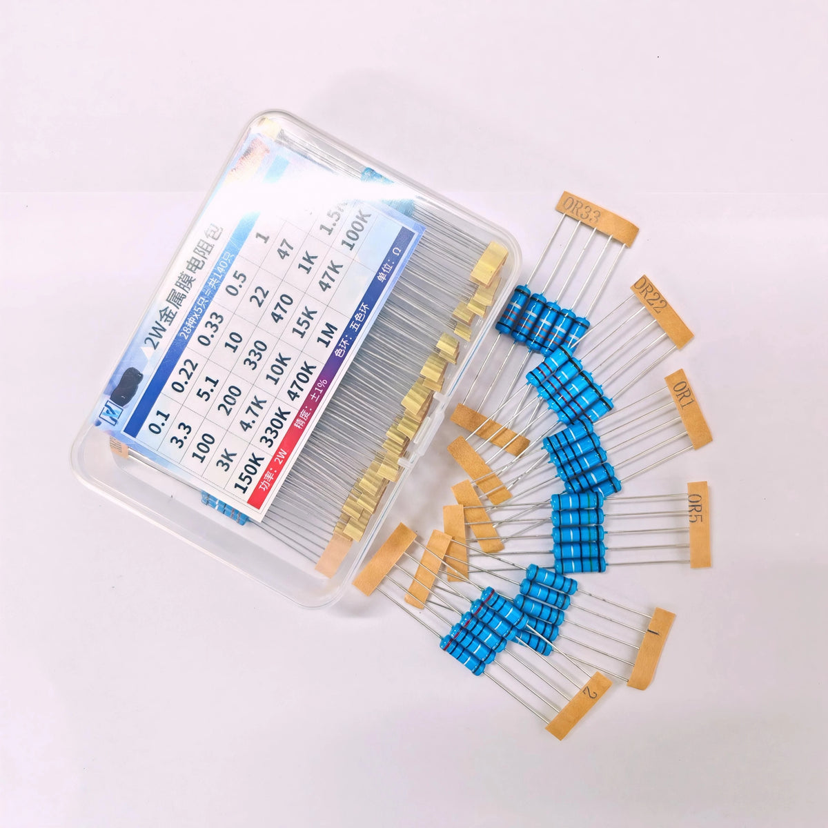 1/4W 1/2W 1W 2W 3W Resistor Set Resistance 1% 1/4W 1/2W 1W 2W 3W Metal Film Resistors Kit Ohm Electronic Components Kit