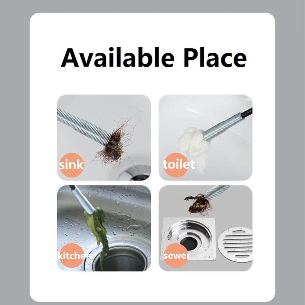 Bathroom Spring Pipe Dredging Tools Kitchen Sink Cleaning Hair Catcher Hair Clog Remover Grabber for Shower Drains Bath Basin