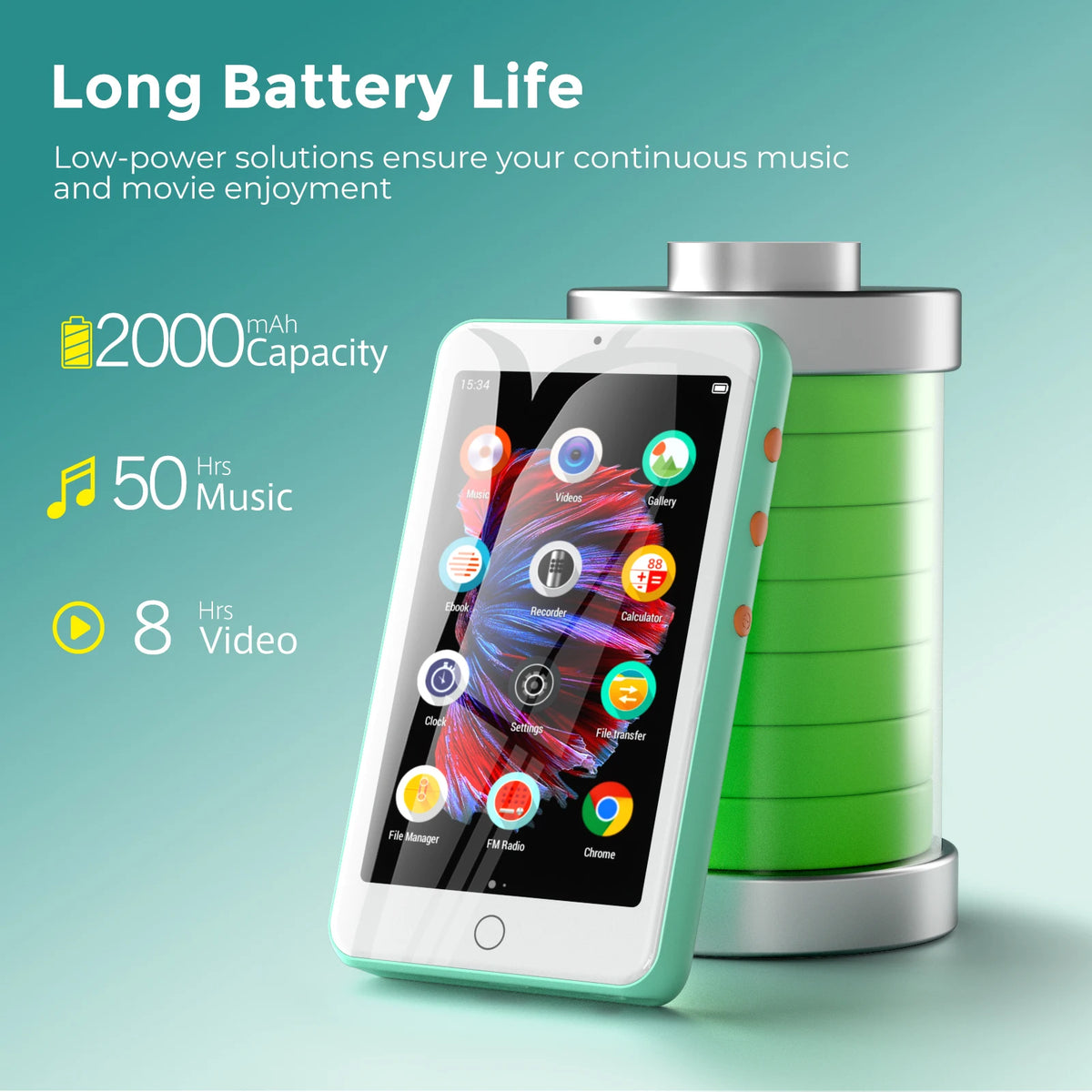 TIMMKOO Q5 4-Inch Wi-Fi & Bluetooth MP3/MP4 Player