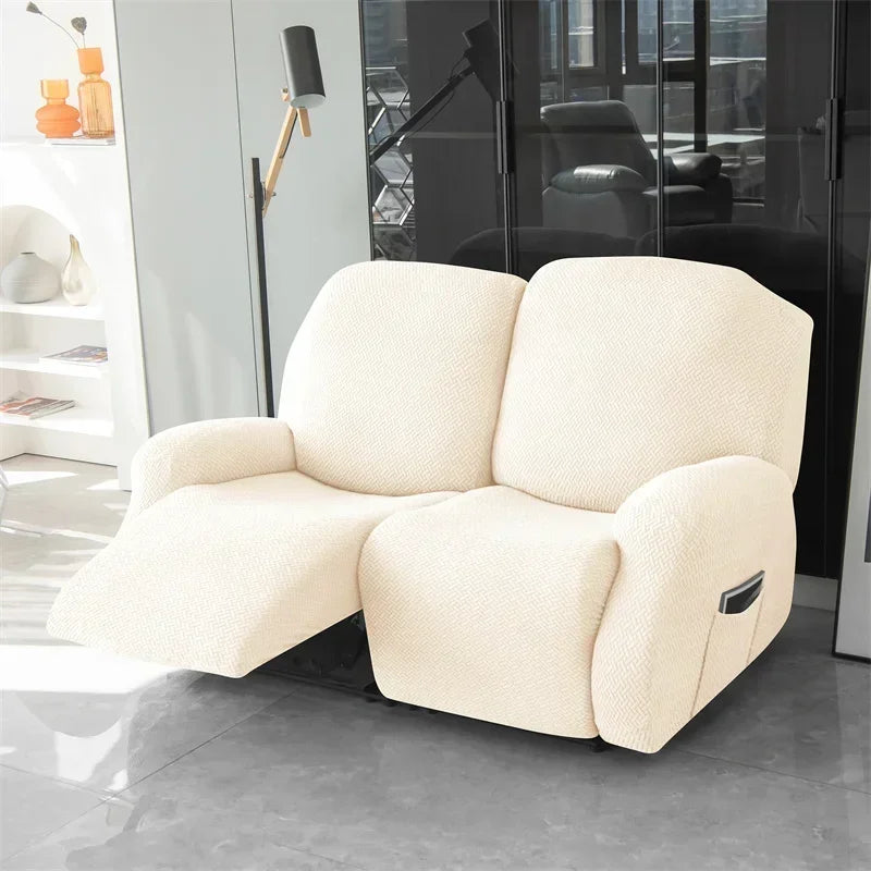 1/2/3 Seater Recliner Sofa Cover Jacquard Solid Color Stretch Couch Coushion Solid Color Sofa Slipcover for Living Room Home