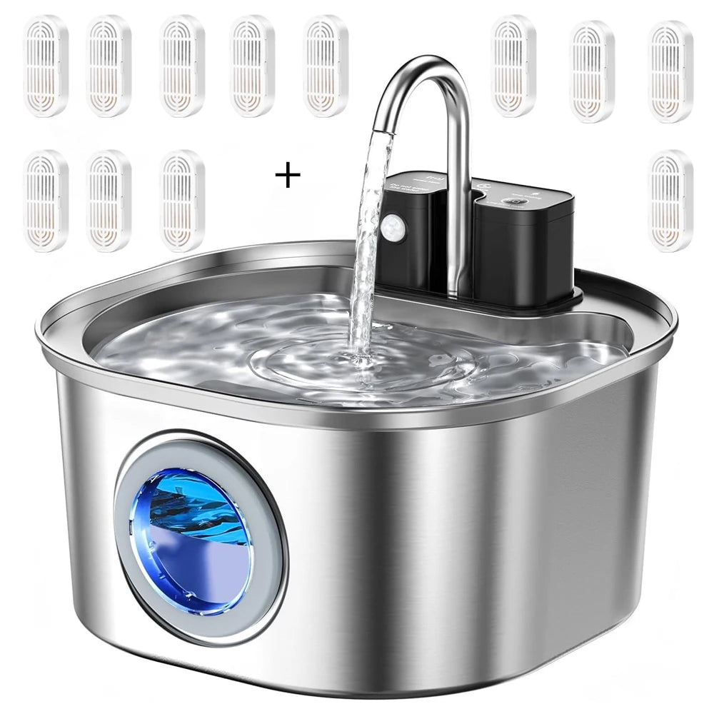 3L Rechargeable Stainless Steel Pet Water Fountain