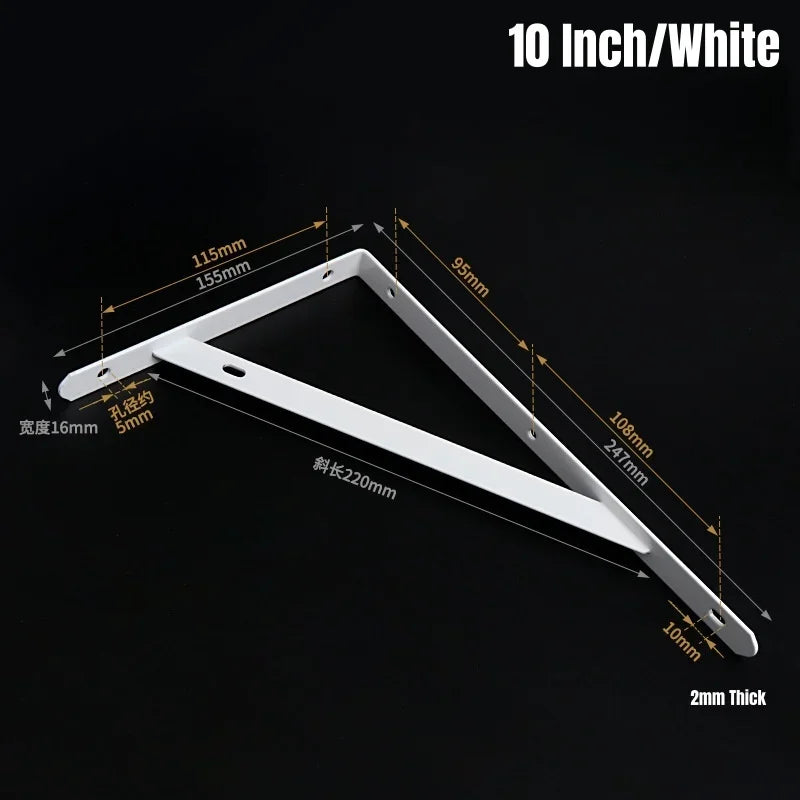 2-8PCS Black/White Steel Heavy Duty L Bracket,6-12" Floating Tripod Shelf Brackets,90 Degree Angle Wall Mounted Support Bracket