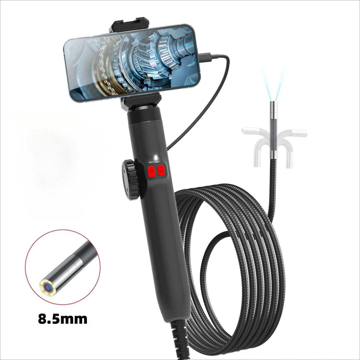 360° Articulating Phone Borescope, 3.9/6/8mm