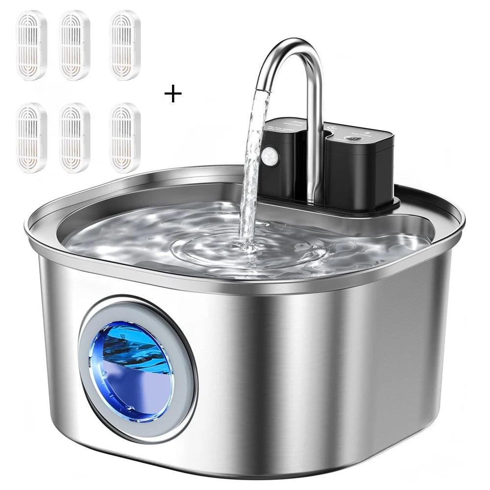 3L Rechargeable Stainless Steel Pet Water Fountain