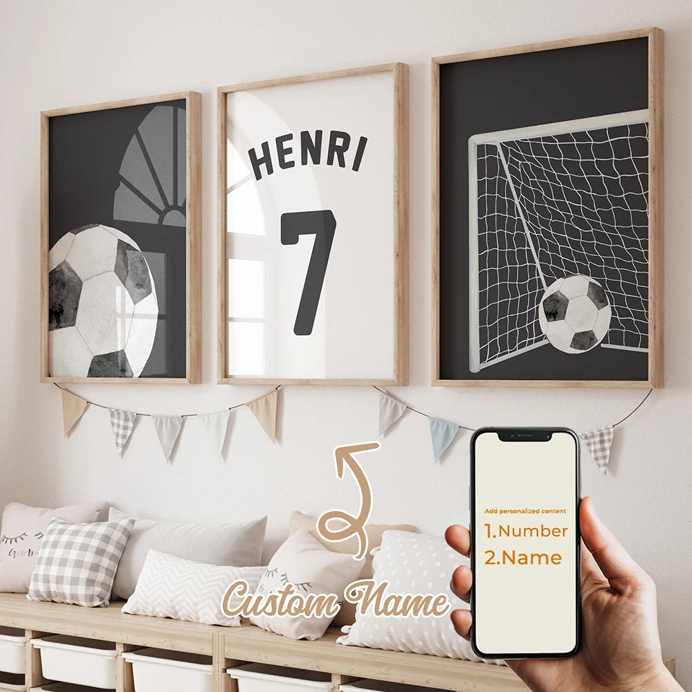 3-Piece Personalized Football Canvas Wall Art