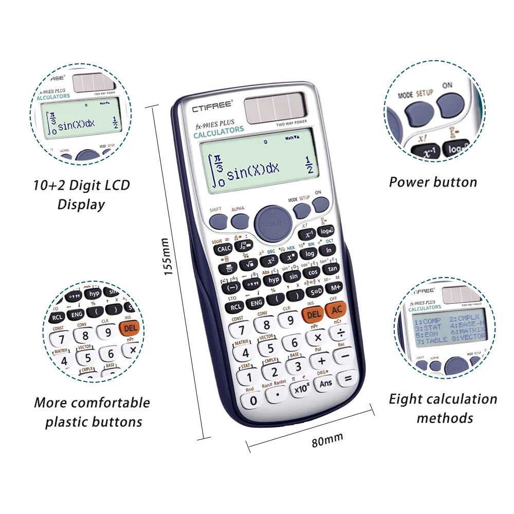 991ES PLUS-Style 12-Digit Scientific Calculator