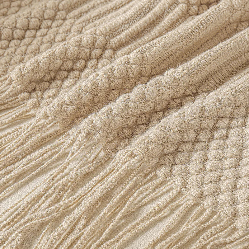 Chunky Knitted Throw Blanket with Tassels – Multiple Colors