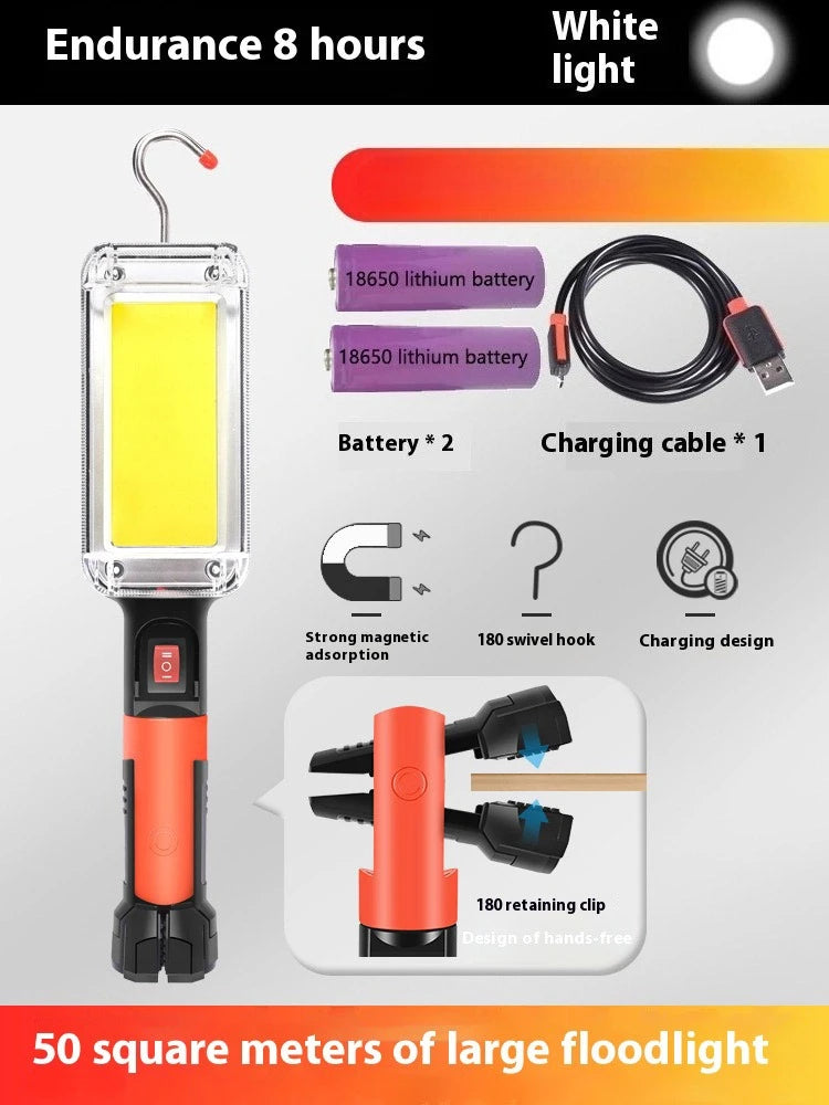COB Floodlight Rechargeable Lamp Led Work Light Use 2*18650 Battery Led Portable Magnetic Light Hook Clip Waterproof