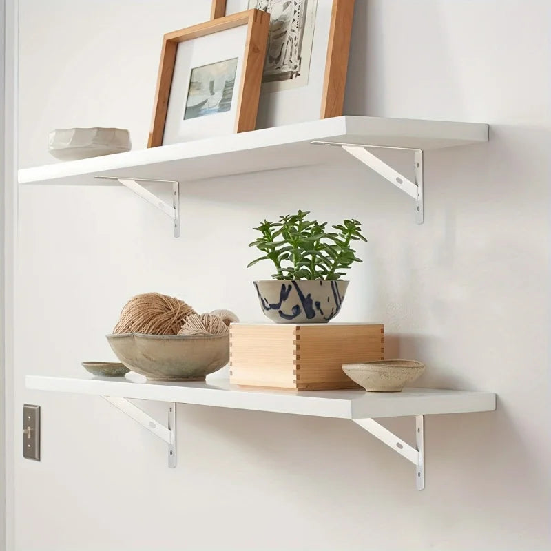 2-8PCS Black/White Steel Heavy Duty L Bracket,6-12" Floating Tripod Shelf Brackets,90 Degree Angle Wall Mounted Support Bracket