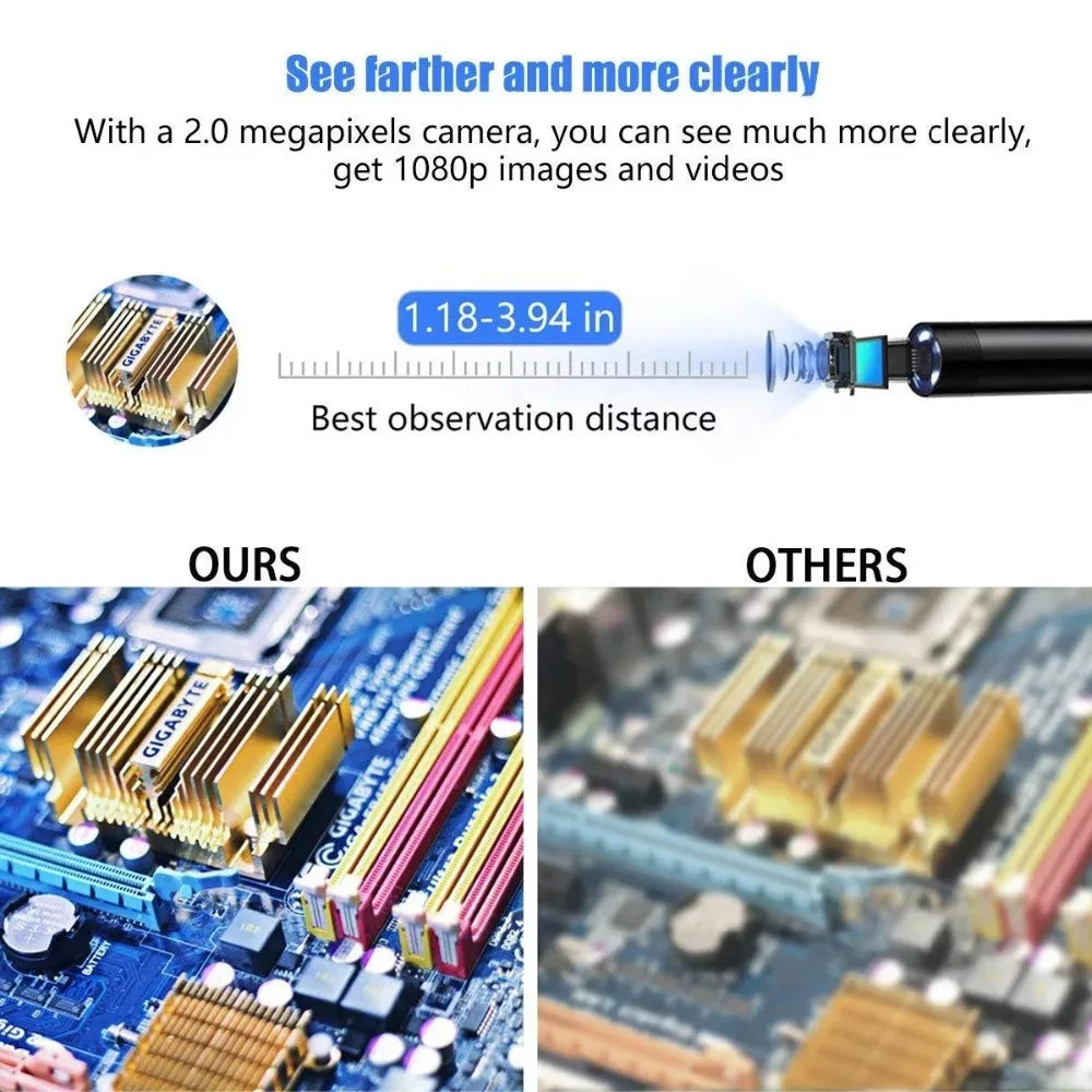 New 8mm Endoscope Camera 1080P HD USB Endoscope With 8 LED 1/2/5M Flexible Cable Inspection Borescope for Android PC