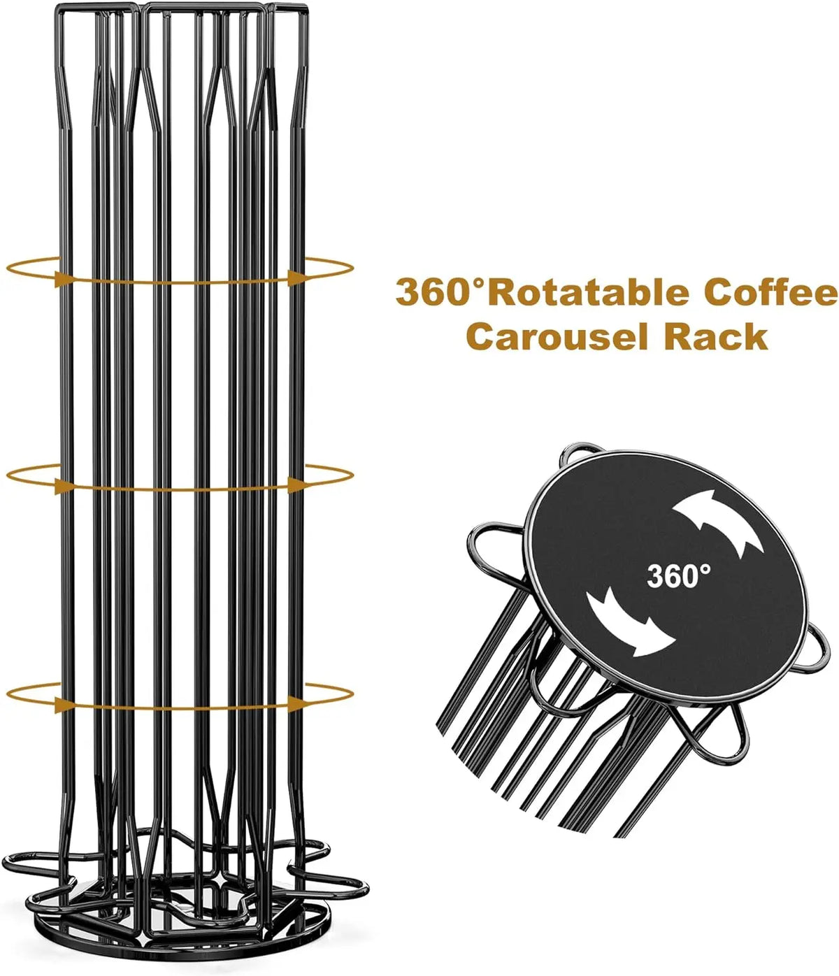 Coffee Pod Holder for Nespresso OriginalLine Storage Organizer 360 Rotatable Coffee Capsules Carousel 60 Coffee Pods