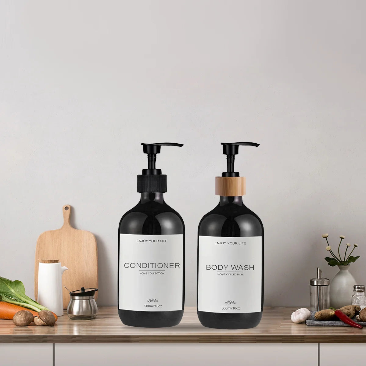 500ml Refillable Soap Dispenser Bottle – Waterproof Labels